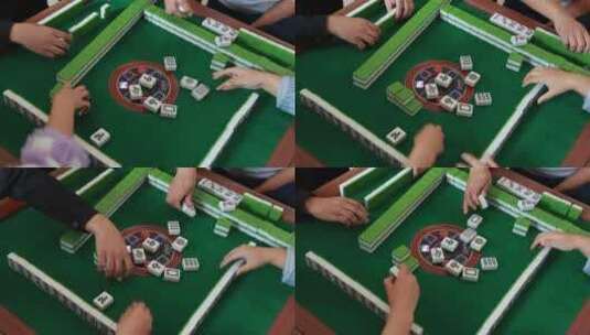 打麻将  休闲娱乐  赌博高清在线视频素材下载