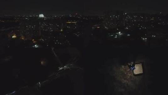广东省广州市市中心城市夜景天际线航拍高清在线视频素材下载
