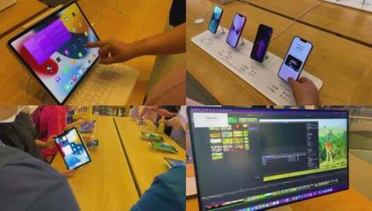 苹果体验店游客体验选购空镜4K实拍高清在线视频素材下载