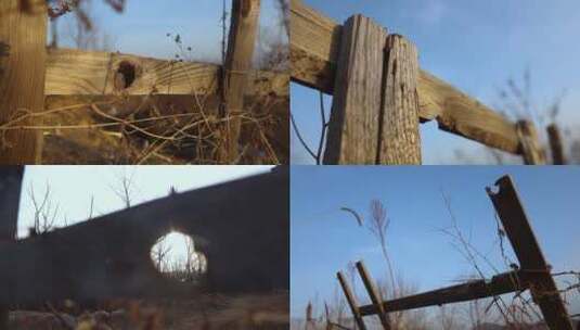 破旧的木质围栏高清实拍素材高清在线视频素材下载