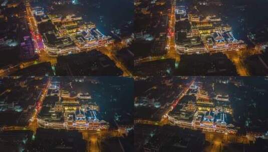 上海豫园夜景延时航拍高清在线视频素材下载