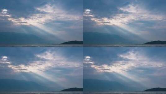 风景风光延时，山云海湖泊耶稣光，云南洱海高清在线视频素材下载
