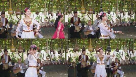 新疆维吾尔族姑娘跳舞高清在线视频素材下载