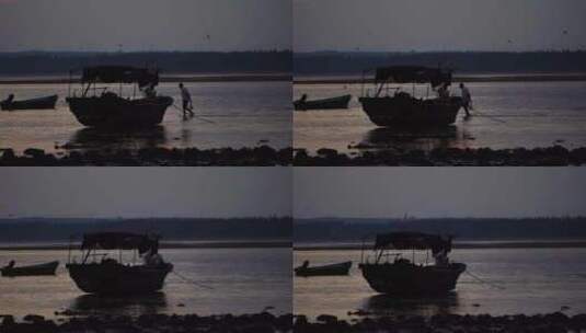 清晨渔民出海高清在线视频素材下载