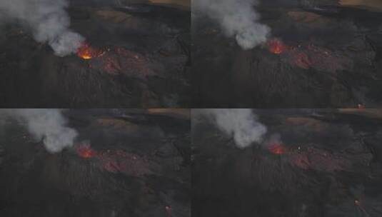 航拍活火山 岩浆喷发高清在线视频素材下载