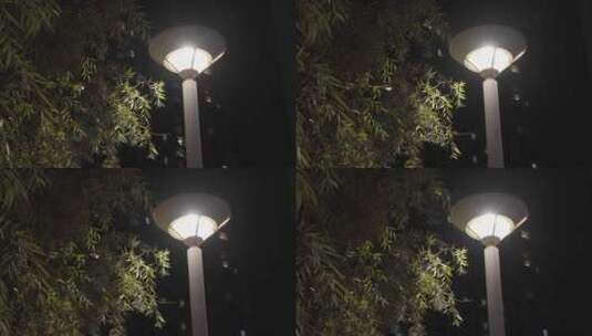 夜晚小区路灯高清在线视频素材下载