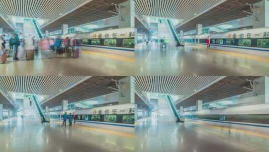郑州东站站台延时摄影高清在线视频素材下载
