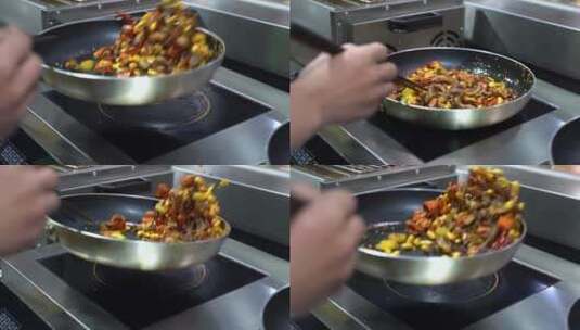 翻炒掂锅掂勺中餐餐饮烹饪制作高清在线视频素材下载