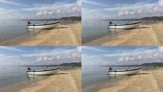 海滩上的一艘小船高清在线视频素材下载