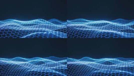 蓝色六边形科技网格背景3D渲染高清在线视频素材下载