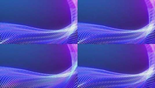 数字蓝色波粒子和光与散景 抽象网络空间高清在线视频素材下载