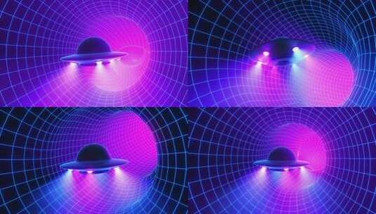 UFO宇宙飞船穿梭时空隧道 Vj无缝4K高清在线视频素材下载