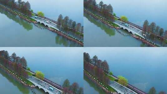 航拍武汉东湖绿道高清在线视频素材下载