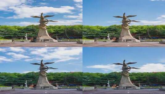 衡阳市回雁峰地标建筑大雁雕像高清在线视频素材下载