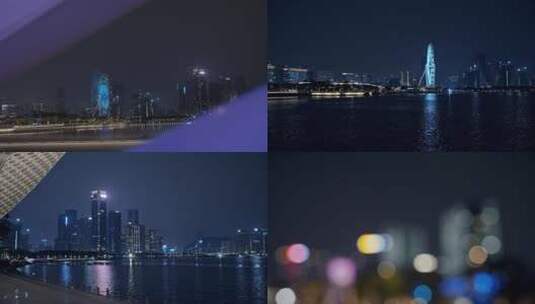 欢乐港湾摩天轮夜景高清在线视频素材下载