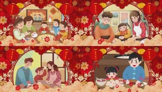 卡通包饺子高清在线视频素材下载