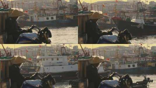 午后渔船回港 渔民生活高清在线视频素材下载