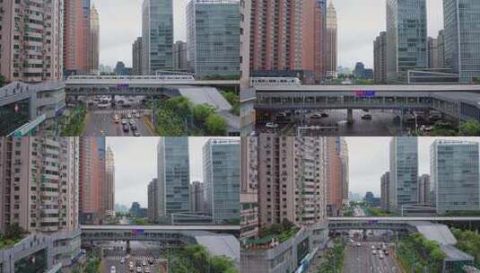 4K武汉三阳路地铁轻轨航拍高清在线视频素材下载