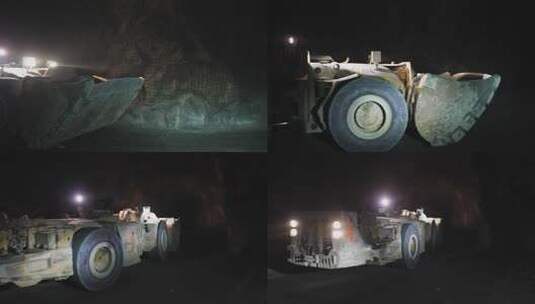 隧道山洞里施工的装载机高清在线视频素材下载