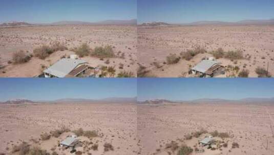 稀疏空旷沙漠中的房子高清在线视频素材下载