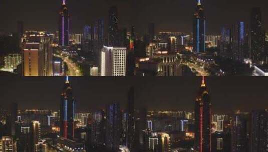航拍武汉城市建筑夜景高清在线视频素材下载