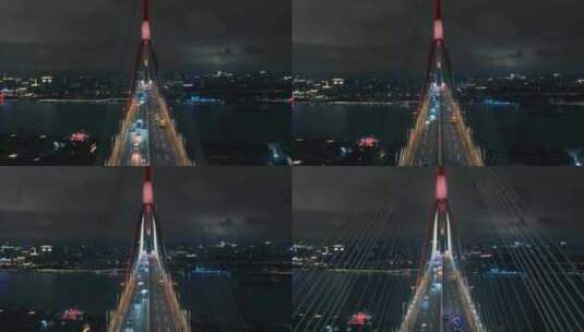 上海杨浦大桥亮灯夜景高清在线视频素材下载