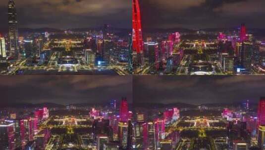 深圳夜景航拍延时摄影 城市建筑高清在线视频素材下载
