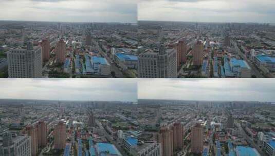 航拍山东东营城市建设城市风光高清在线视频素材下载