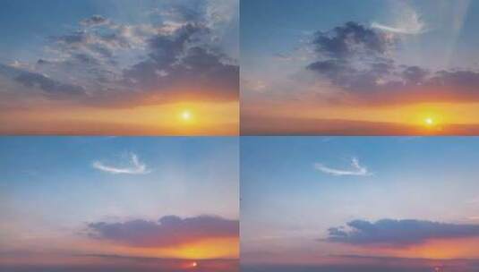 夏季黄昏日落天空背景素材延时高清在线视频素材下载