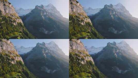 鸟瞰瑞士格林德沃德山谷美丽的瑞士自然高清在线视频素材下载