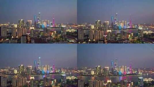 中国上海城市夜景航拍高清在线视频素材下载