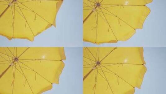 黄色遮阳伞 沙滩伞高清在线视频素材下载