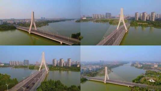 张家港沙洲湖大桥高清在线视频素材下载