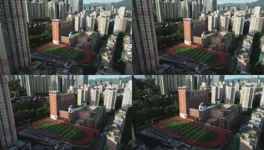 深圳罗湖区深圳东湖中学高空航拍镜头4K高清在线视频素材下载