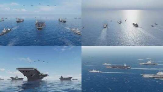 中国海军三航母编队高清在线视频素材下载