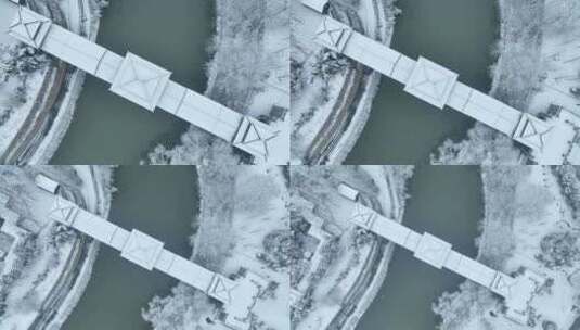航拍洛阳王城公园雪景高清在线视频素材下载