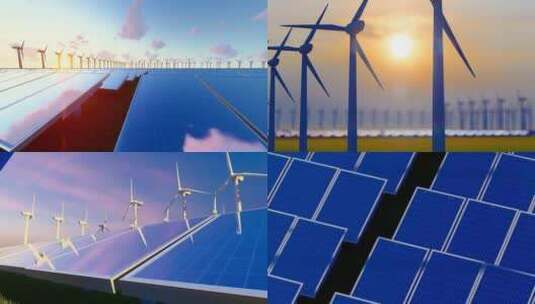 绿色环保新能源太阳能和风力发电高清在线视频素材下载