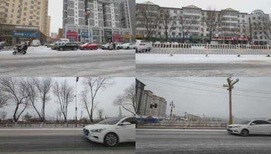 汽车视角下雪公路 车窗外风景高清在线视频素材下载