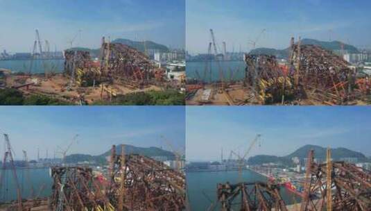 滨海工业深圳赤湾港铁架子高清在线视频素材下载