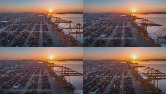 福建厦门远海码头集装箱港口航拍延时摄影高清在线视频素材下载