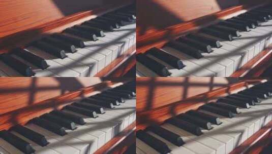 唯美钢琴黑白键光影高清在线视频素材下载