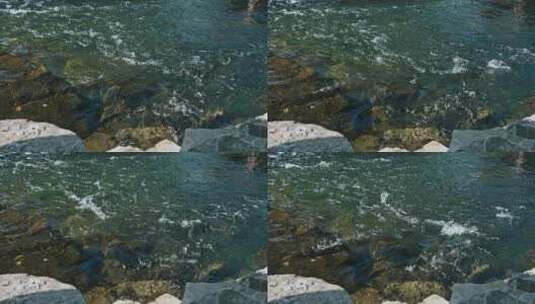 太子湾公园奔涌的山泉水高清在线视频素材下载