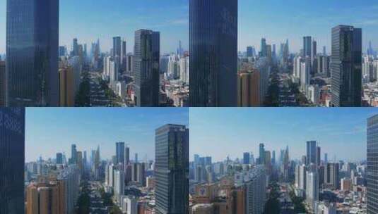 航拍深圳高楼深南东路交通高清在线视频素材下载
