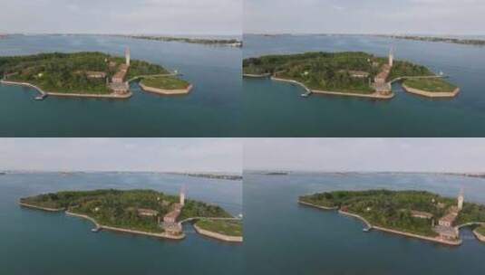 威尼斯泻湖波维格利亚受灾幽灵岛的鸟瞰图高清在线视频素材下载