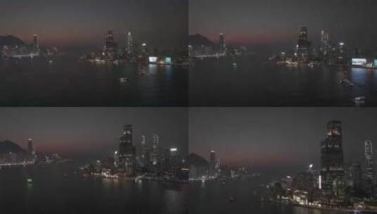香港维多利亚港航拍log素材高清在线视频素材下载