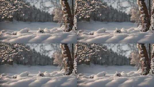 冬天雪地特写雪天风景下雪风光唯美冬季雪景高清在线视频素材下载