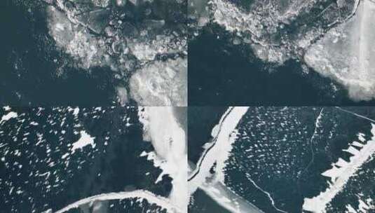 赛里木湖冬季航拍风景合集高清在线视频素材下载