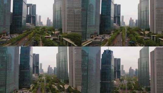 杭州钱江新城高德置地广场城市风景航拍高清在线视频素材下载