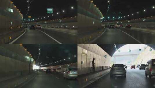 隧道中行驶的车辆高清在线视频素材下载
