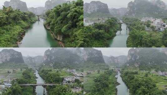 广西山水河流农村高清在线视频素材下载